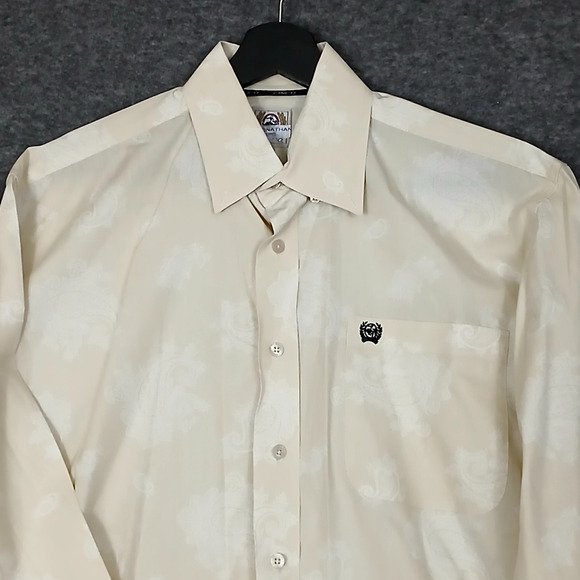 Cinch Paisley Shirt Mens Small Ivory Button Down Long Sleeve Western Cowboy Core - Picture 6 of 8
